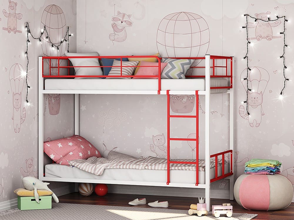 Двухъярусная кровать Севилья-2.01 комбо (бело-красная)