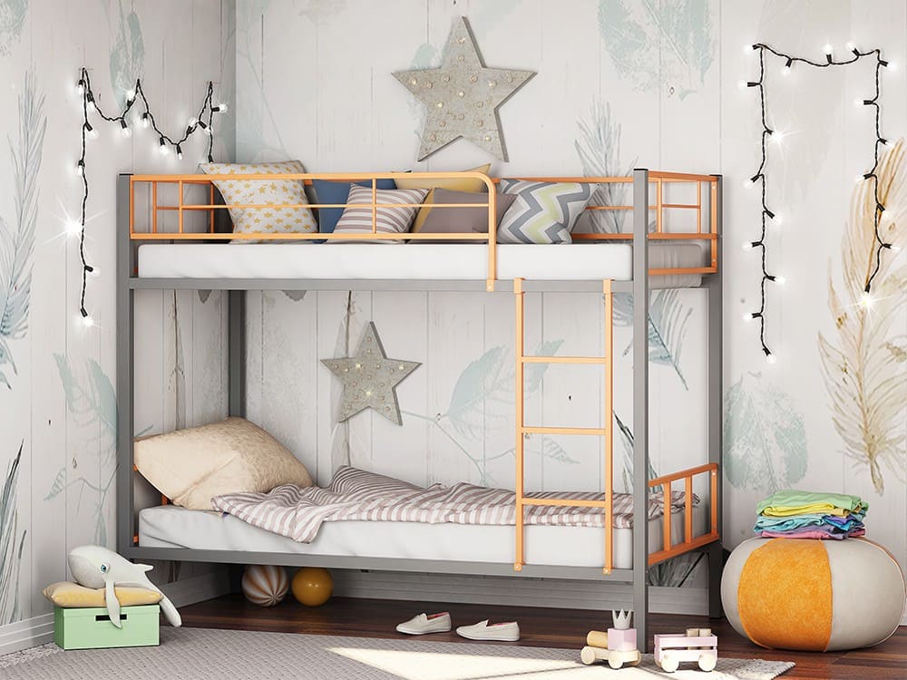 Двухъярусная кровать Севилья-2.01 комбо (серо-оранжевая)