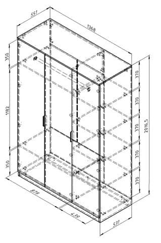 Шкаф для одежды ДЕЛЬТА Лофт-13.03