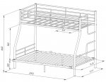 Двухъярусная кровать Гранада-3 140 черная