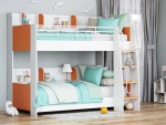 Двухъярусная кровать "Соня-5" белая/оранжевая (правая)